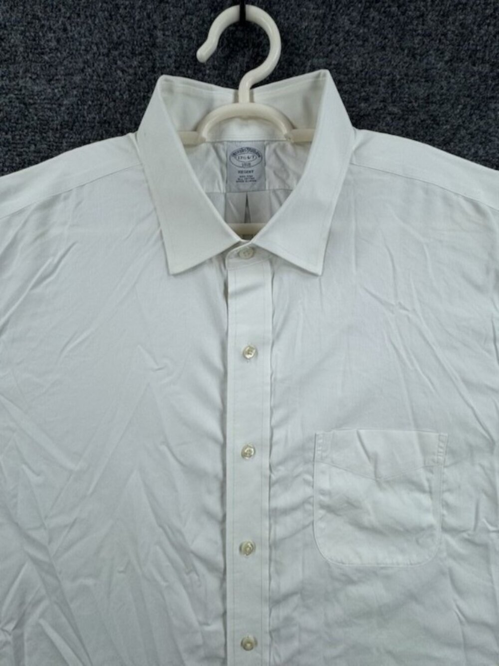 Brooks Brothers Non-Iron 17.5 6/7 Regent Cotton White Preppy Long Sleeve Solid